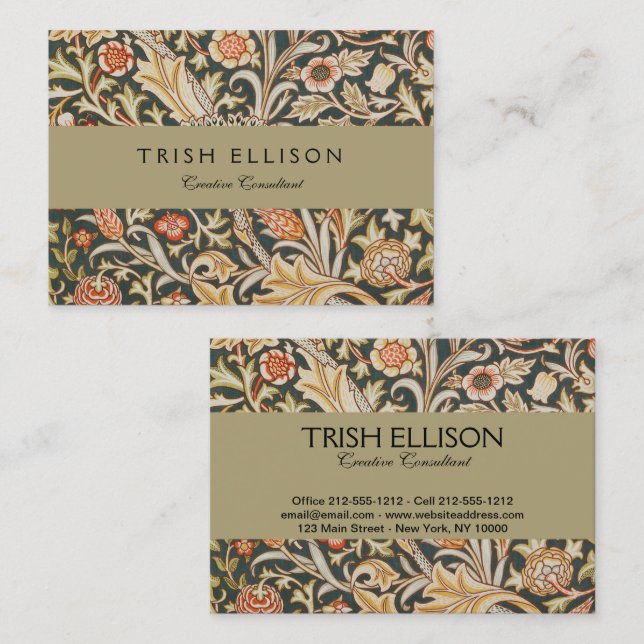 William Morris Trent Garden Flower Classic Botanic Business Card (Front/Back)