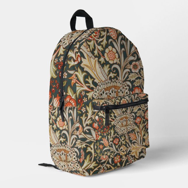 William Morris Trent Garden Flower Classic Botanic Printed Backpack (Back Corner Left)