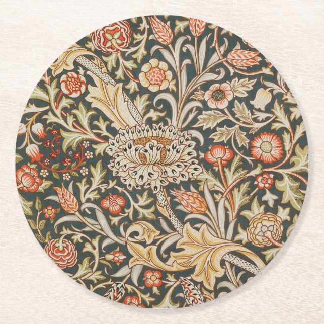 William Morris Trent Garden Flower Classic Botanic Round Paper Coaster (Front)