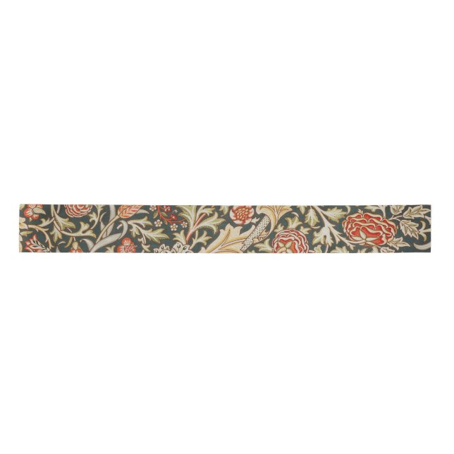 William Morris Trent Garden Flower Classic Botanic Satin Ribbon (Front)