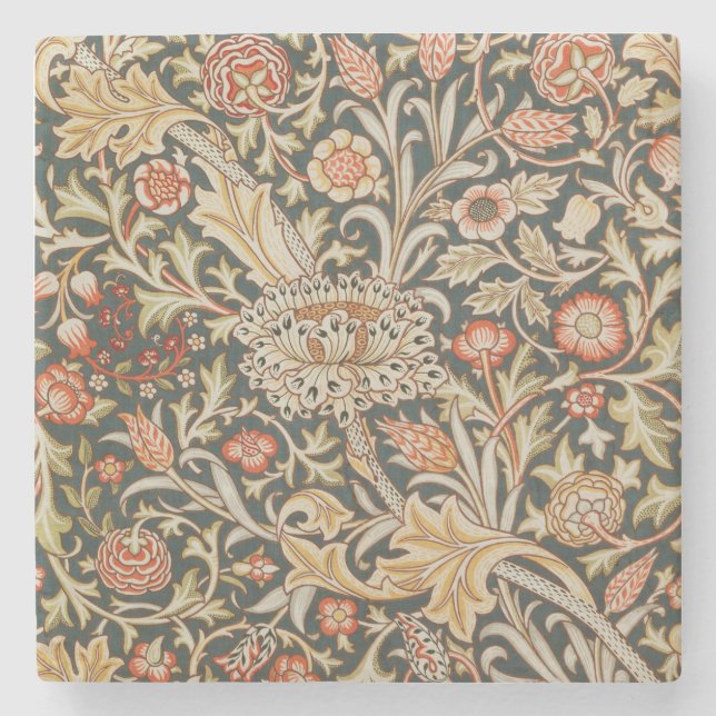 William Morris Trent Garden Flower Classic Botanic Stone Coaster (Front)