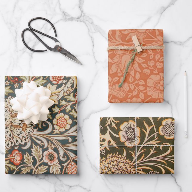 William Morris Trent Garden Flower Classic Botanic Wrapping Paper Sheet (Front)