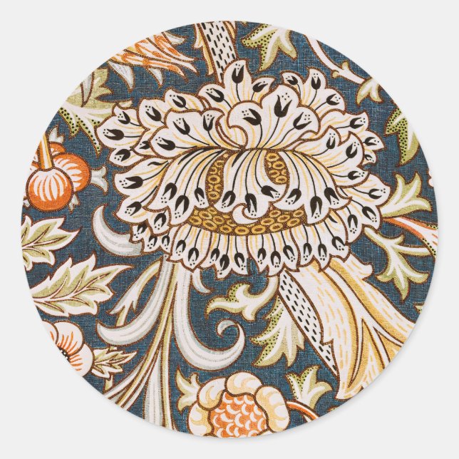 William Morris Trent Garden Flower Pattern Classic Round Sticker (Front)