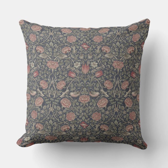 William Morris: Tudor Rose Throw Pillow (Front)