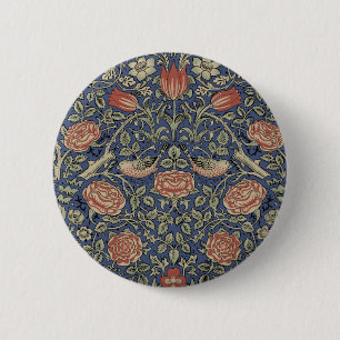 William Morris Tudor Rose Wallpaper Artwork Floral 6 Cm Round Badge