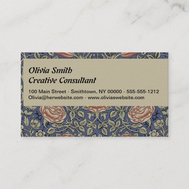 William Morris Tudor Rose Wallpaper Business Card (Front)