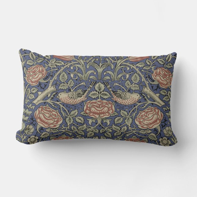 William Morris Tudor Rose Wallpaper Lumbar Cushion (Front)