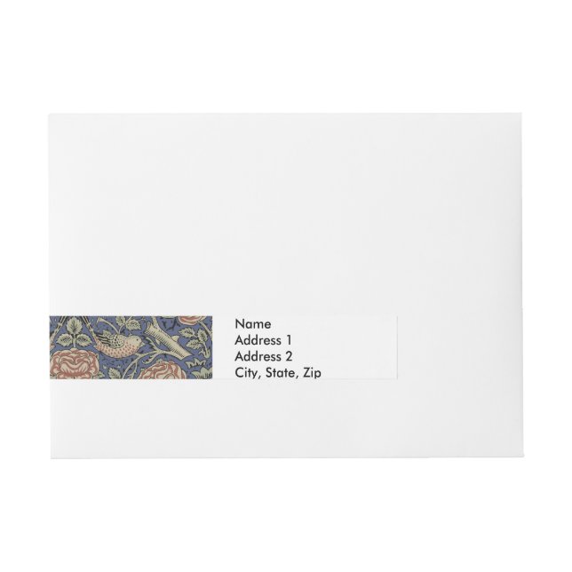 William Morris Tudor Rose Wallpaper Wraparound Address Label (Front)