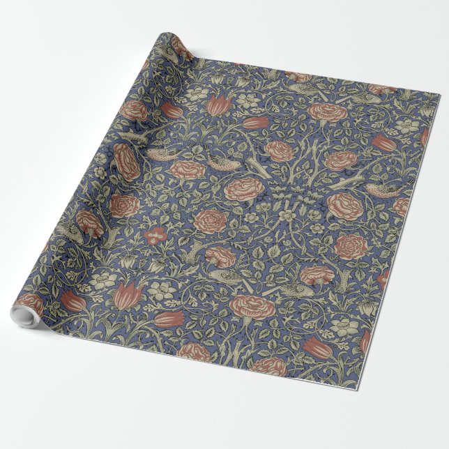 William Morris Tudor Rose Wallpaper Wrapping Paper (Unrolled)
