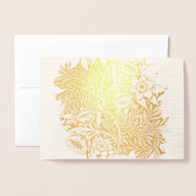 William Morris TULIP AND WILLOW GOLD Foil Card (Front With Envelope)