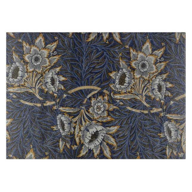 william morris tulip and willow tapestry pattern cutting board (Front)