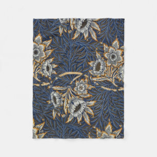 william morris tulip and willow tapestry pattern fleece blanket