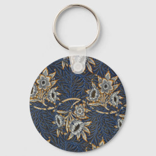 william morris tulip and willow tapestry pattern key ring