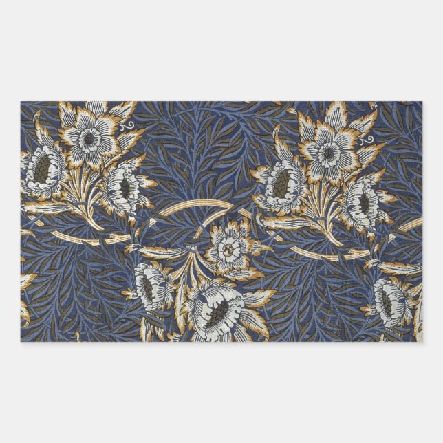 william morris tulip and willow tapestry pattern rectangular sticker (Front)