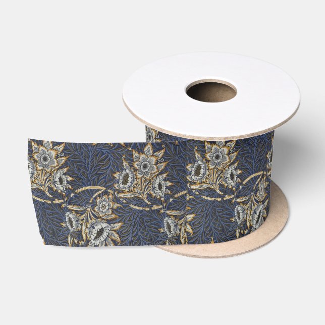 william morris tulip and willow tapestry pattern satin ribbon (Spool)