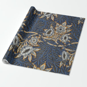william morris tulip and willow tapestry pattern wrapping paper