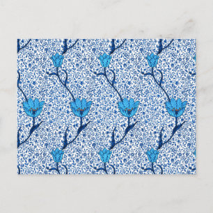 William Morris Tulip Damask, Cobalt Blue Postcard