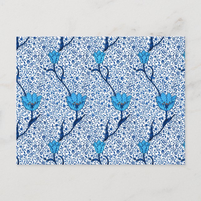 William Morris Tulip Damask, Cobalt Blue Postcard (Front)