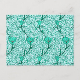 William Morris Tulip Damask, Turquoise Postcard