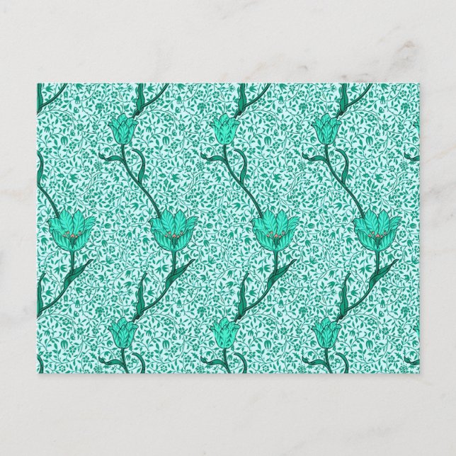 William Morris Tulip Damask, Turquoise Postcard (Front)