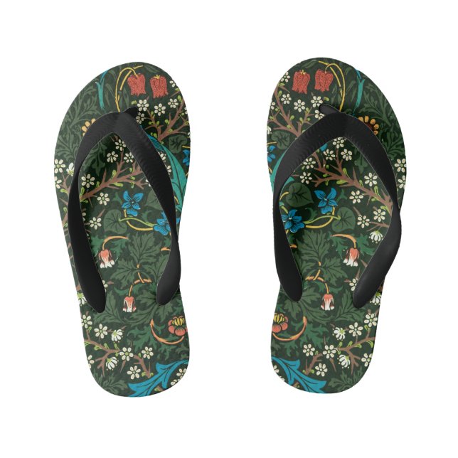 William Morris Tulip Floral Pattern Kid's Thongs (Footbed)