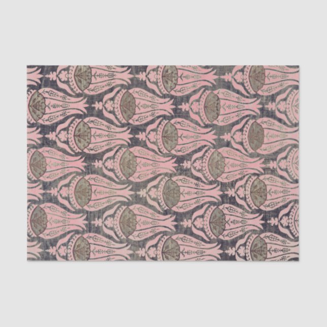 William Morris TULIP GREY AND PINK Tissue Paper (Front)