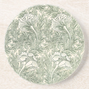 William Morris Tulip Wallpaper Classic Green Coaster