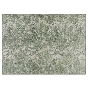 William Morris Tulip Wallpaper Classic Green Cutting Board