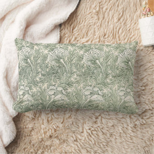 William Morris Tulip Wallpaper Classic Green Lumbar Cushion