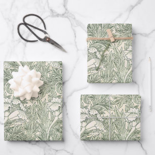 William Morris Tulip Wallpaper Classic Green Wrapping Paper Sheet
