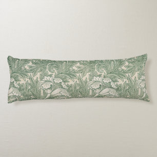 William Morris tulip wallpaper textile green Body Cushion