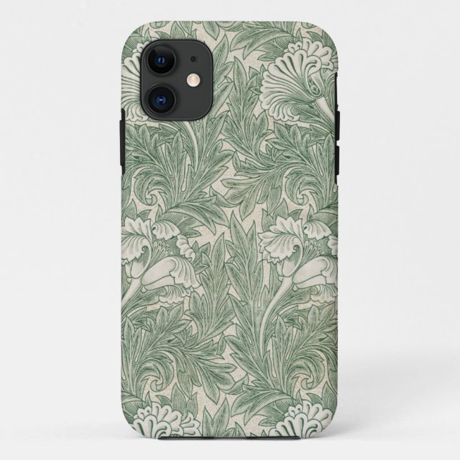 William Morris tulip wallpaper textile green Case-Mate iPhone Case (Back)