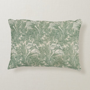 William Morris tulip wallpaper textile green Decorative Cushion