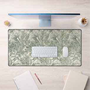 William Morris tulip wallpaper textile green Desk Mat