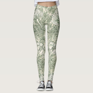 William Morris tulip wallpaper textile green Leggings