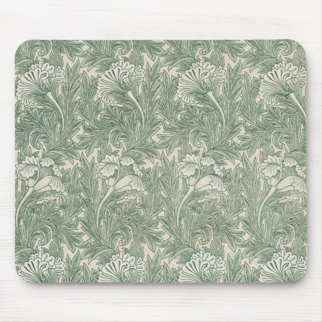 William Morris tulip wallpaper textile green Mouse Pad (Front)