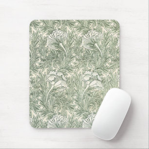 William Morris tulip wallpaper textile green Mouse Pad
