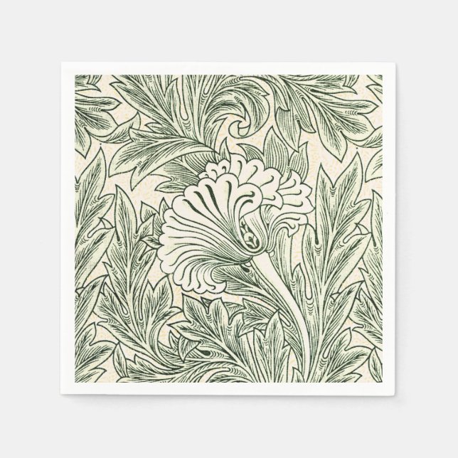 William Morris tulip wallpaper textile green Napkin (Front)