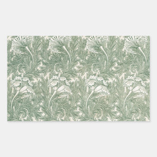 William Morris tulip wallpaper textile green Rectangular Sticker