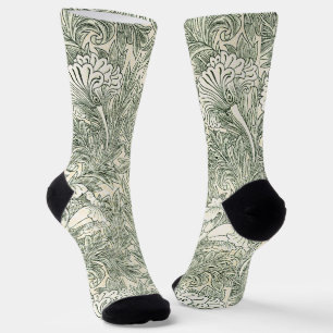 William Morris tulip wallpaper textile green Socks