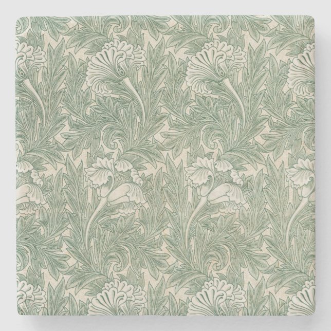 William Morris tulip wallpaper textile green Stone Coaster (Front)