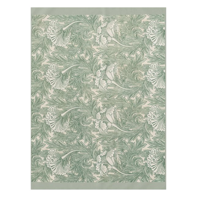 William Morris tulip wallpaper textile green Tablecloth (Front)