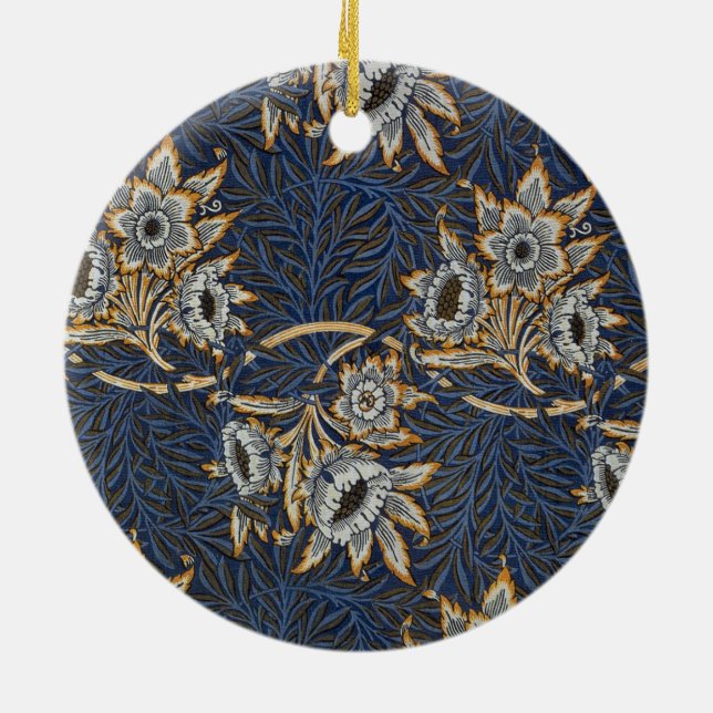 William Morris Tulip Willow Blue Pattern Ceramic Ornament (Back)