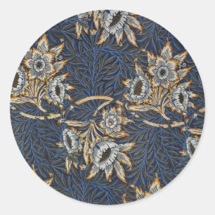 William Morris Tulip Willow Blue Pattern Classic Round Sticker