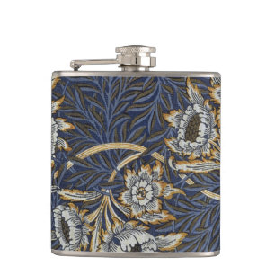 William Morris Tulip Willow Blue Pattern Hip Flask