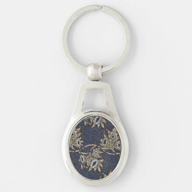 William Morris Tulip Willow Blue Pattern Key Ring (Front)