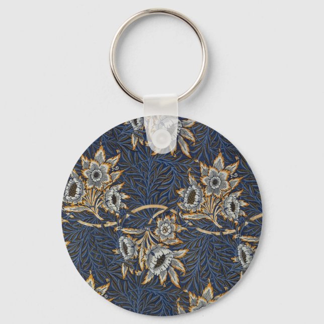 William Morris Tulip Willow Blue Pattern Key Ring (Front)