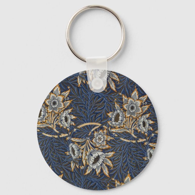 William Morris Tulip Willow Blue Pattern Key Ring (Front)