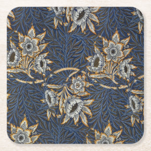 William Morris Tulip Willow Blue Pattern Square Paper Coaster