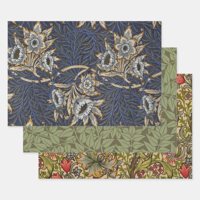 William Morris Tulip Willow Blue Pattern Wrapping Paper Sheet (Set)